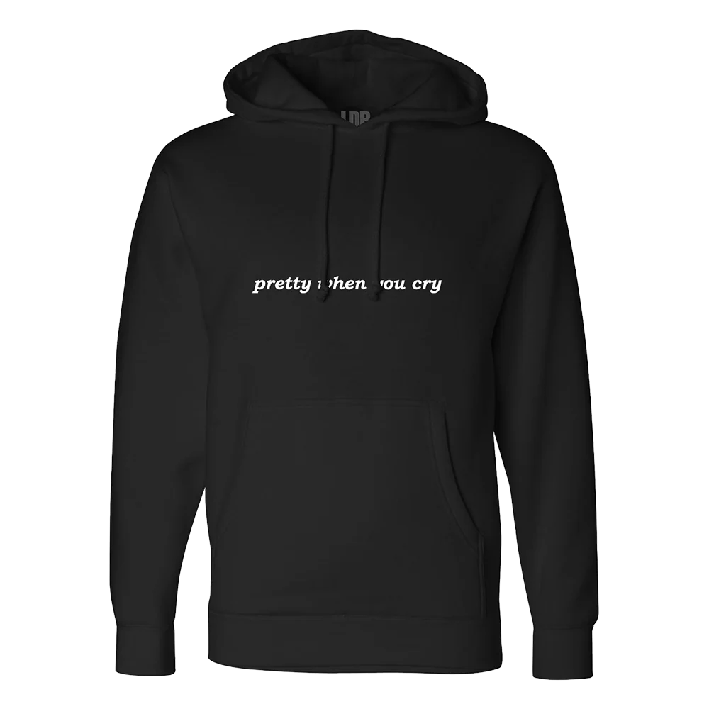 Black Hoodie With Ribbon Print
