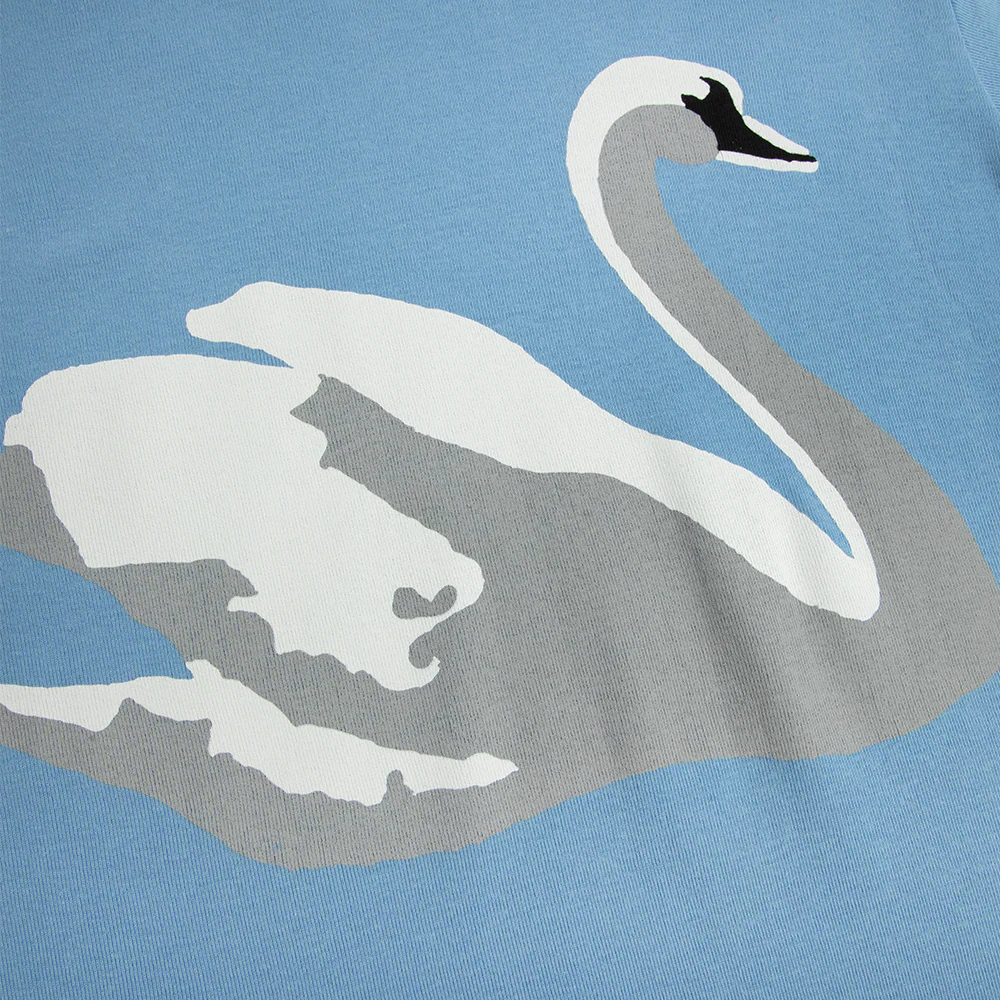 Blue Cropped T-Shirt With Swan - Image 2