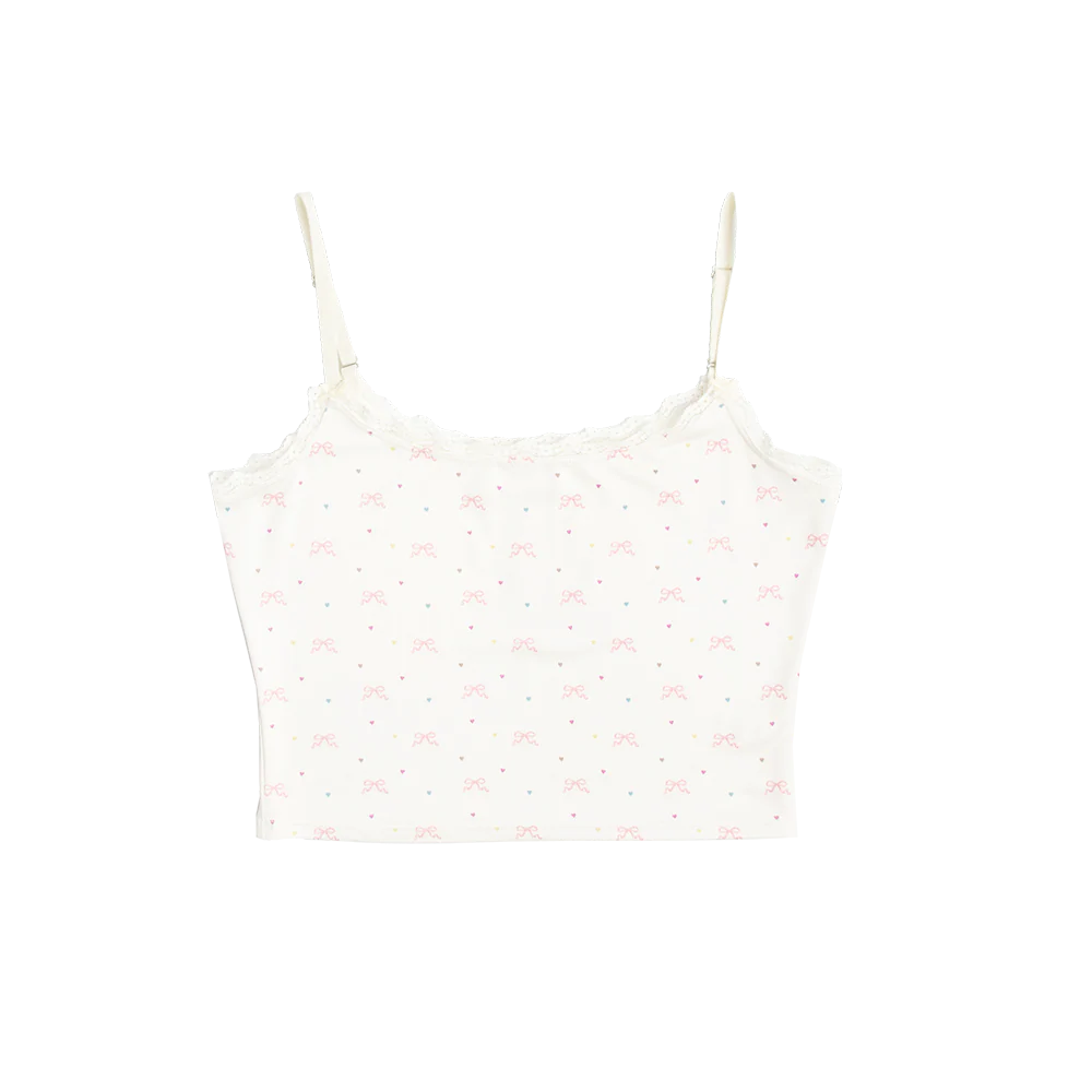 Crop Cami Tank Top In Bow Print